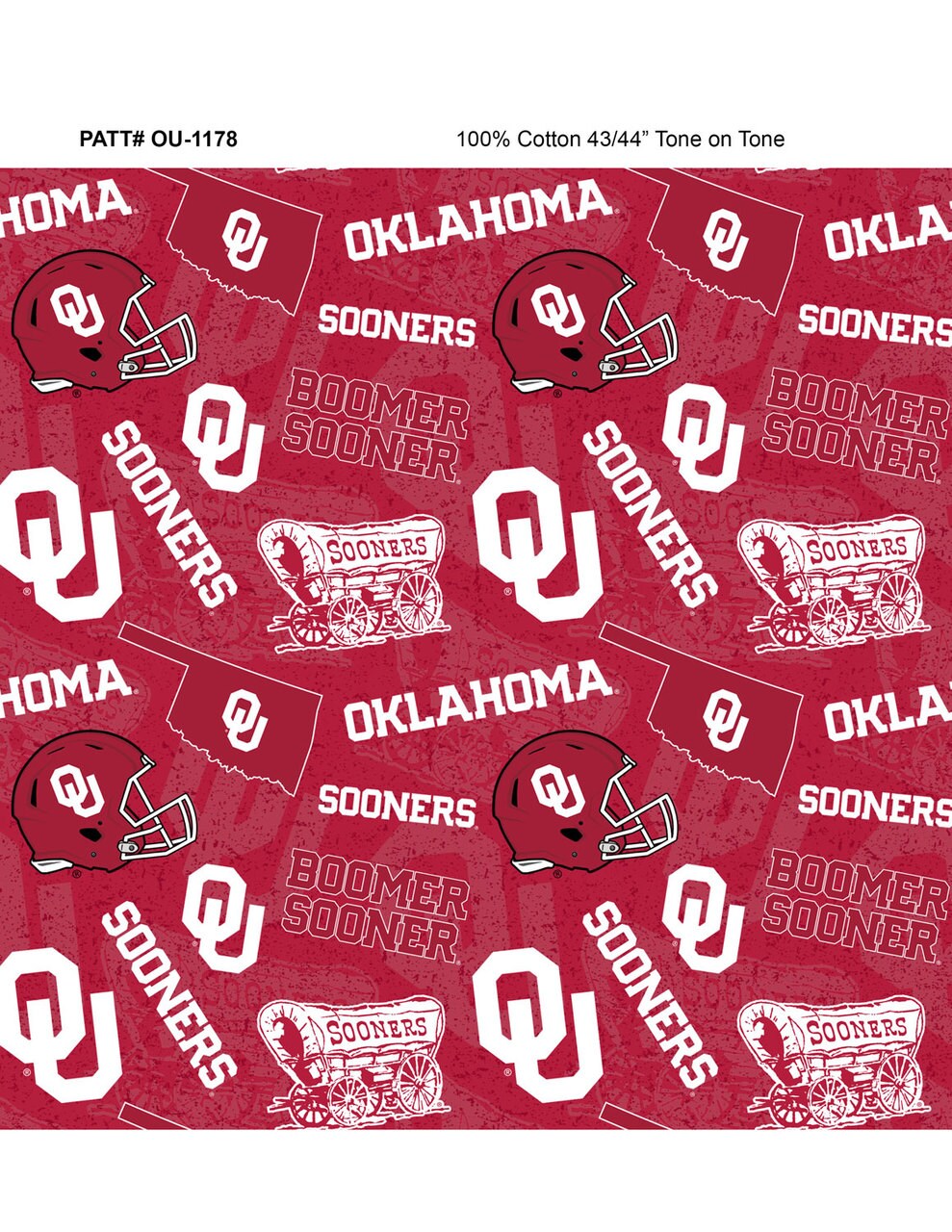Sykel Enterprises-University of Oklahoma Cotton Fabric-Oklahoma Sooners Tone On Tone Cotton Quilting Fabric